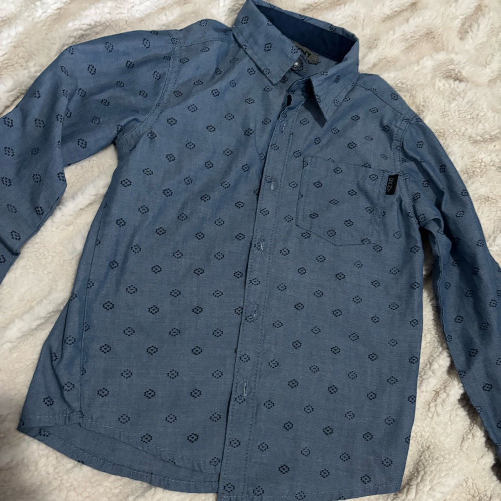 DKNYC Blue Button Down Shirt with Classic Collar